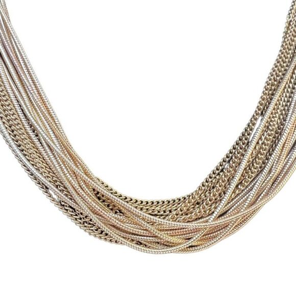 Multi Chain Gold Chocker Necklace New - Picture 3 of 5